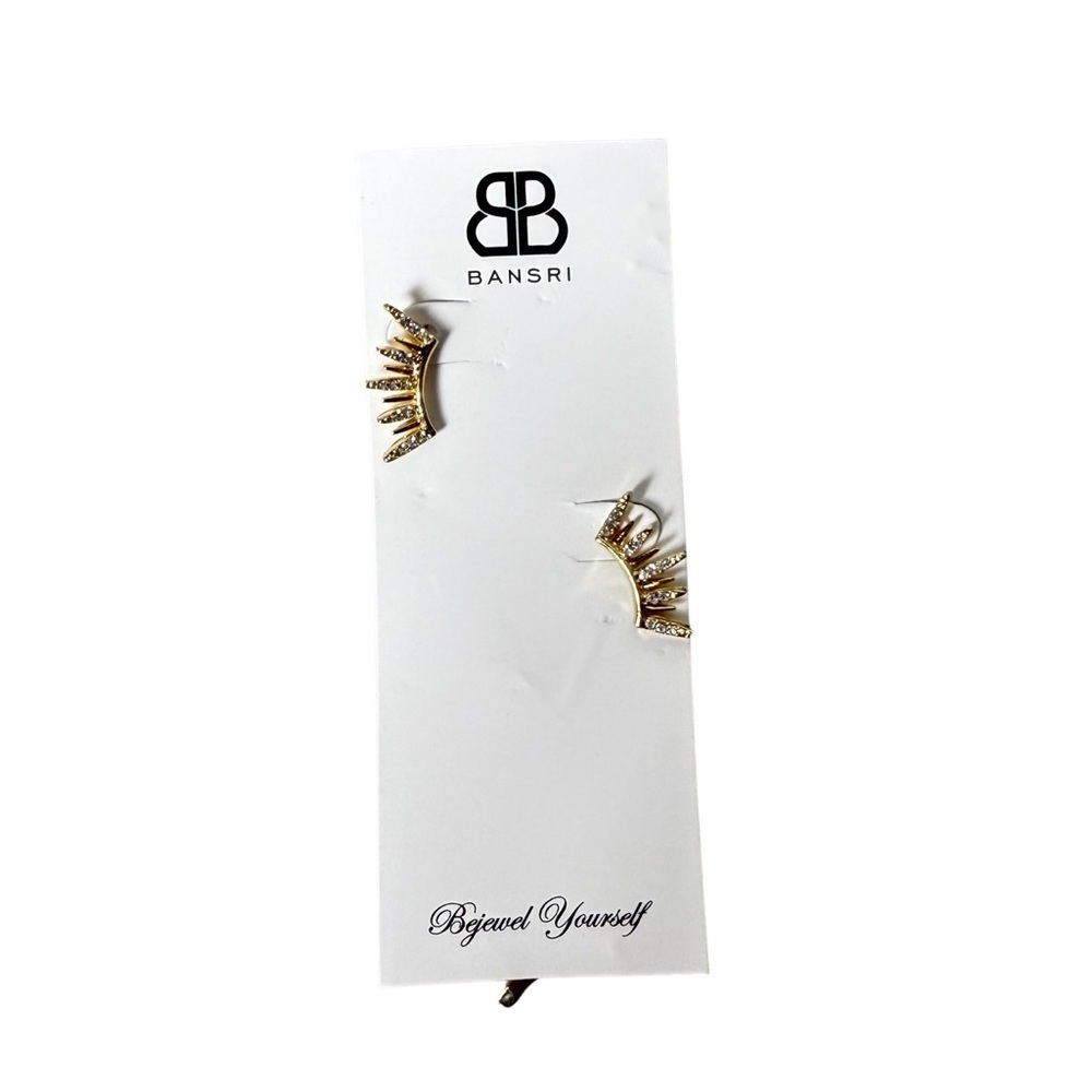 Bansri Anthropologie Women’s Gold Rhinestone Cuff Earrings Nwt